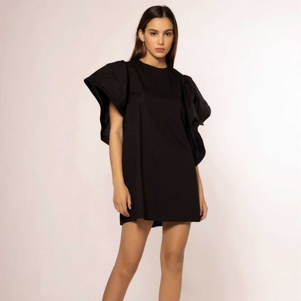 NWT Gracia Black Ruffle Sleeve Tunic/Dress